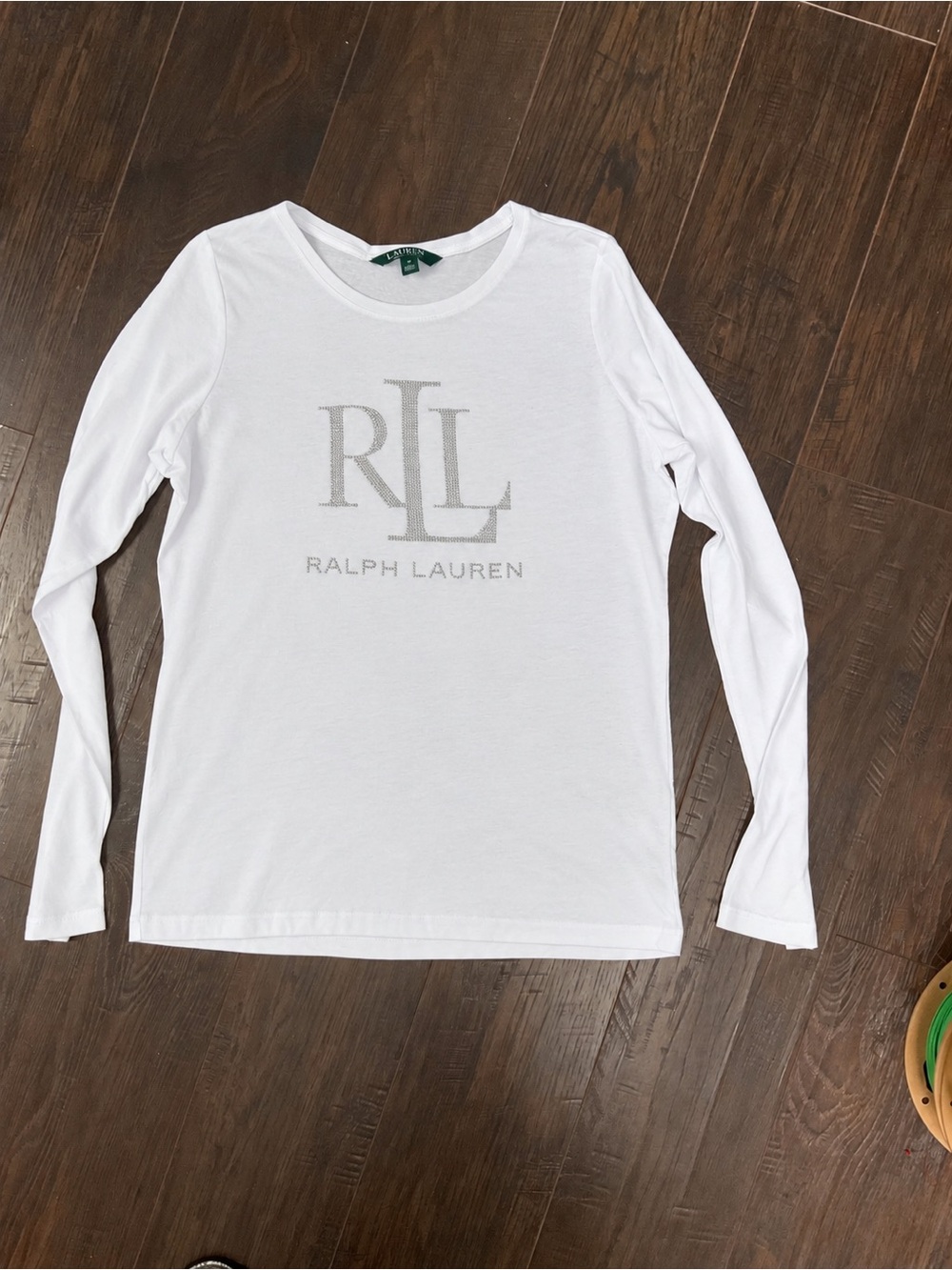 Ralph Lauren White RLL Logo Long-Sleeve Tee
